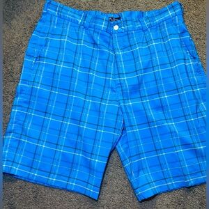 Alan Flusser Golf Mens Size 38 Blue Check‎ Print Performance Stretch Shorts